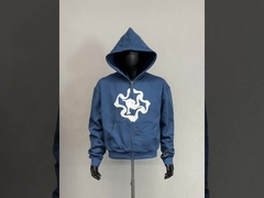 Custom 500 gsm puff stampa pesante zip up hoodie
