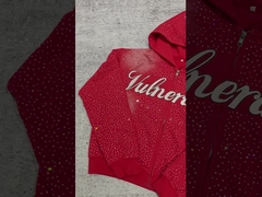 2025 Nuovi Hoodie Oversize con Cerniera, Lussuosi e Personalizzati con Strass, Taglio Ampio e Scatolato, Vintage, Lavati e Sbiaditi