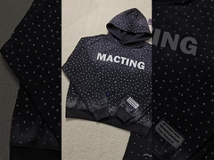 Ricamo applicato personalizzato Strass distressed Zip up Hoodie Acid Wash Vintage lavato Fleece Stree