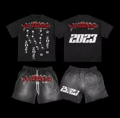 comprare Custom Men's Vintage Washed Graphic Tank Top e Sweat Shorts Set con stampa digitale online manufacture