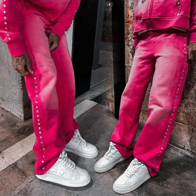 comprare Supporto per logo personalizzato gambe rette pantaloni da ginnastica maschili di cotone di grandi dimensioni online manufacture