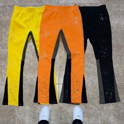 comprare Etichette personalizzate Pantaloni da sudore da corsa per uomini Pantaloni con sacchetto Pantaloni da vernice Splatter Stack Pantaloni da sudore sfiorati online manufacture