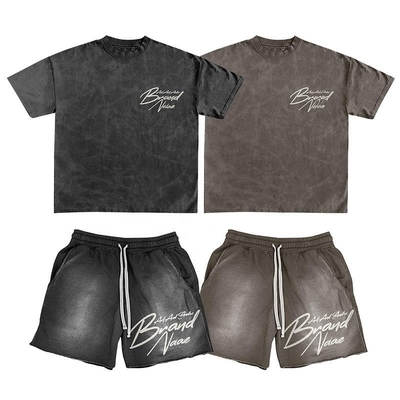 comprare Etichette personalizzate Anti-statico estate 2 pezzi T-shirt grafici e pantaloncini set per uomini online manufacture