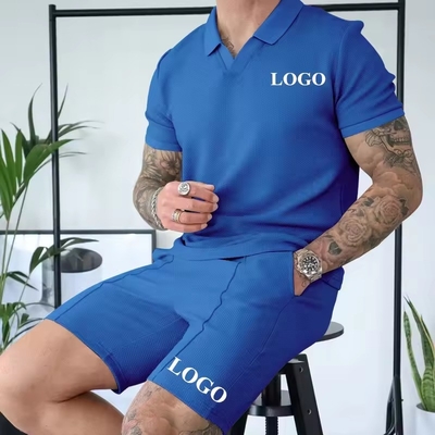 comprare Set di abiti da ginnastica estivi personalizzati 2024 per uomini T-shirt a colori solidi e pantaloncini Waffle online manufacture