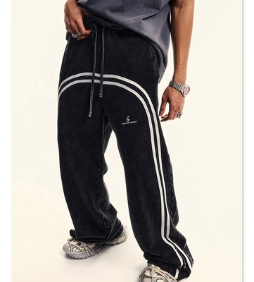 comprare Abbigliamento di strada su misura di cotone francese Terry Pantaloni da ginnastica a fiamma impilati Corridori con lavaggio acido online manufacture