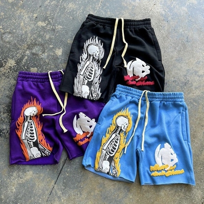 comprare Metodo di tessitura a maglia Vintage Acid Wash Fading Puff Print Shorts per uomini in mezza vita online manufacture