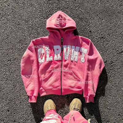 comprare Abbigliamento di strada personalizzato 500 grammi Cappuccio lavato con acido con ricamo di chenille online manufacture