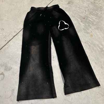 comprare Primavera Pantaloni maschili in strass Custom Oversized Acid Washed Cut and Sew Sweatpants online manufacture