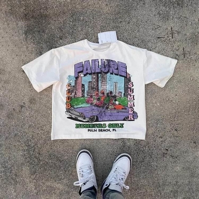 comprare Boxy Graphic 300 gsm 100% T-shirt di cotone T-shirt colorato personalizzato Silk Screen DTG Puff Print online manufacture