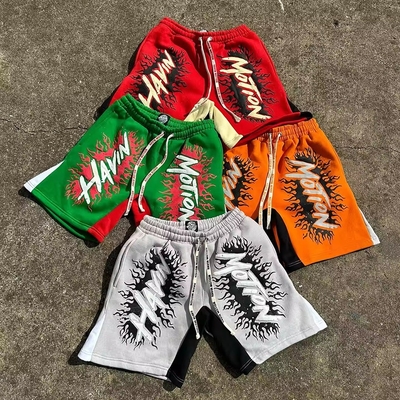 comprare Abbigliamento da strada in cotone personalizzato Corridore Baggy Acid Wash Puff Print Casual Plus Size Sweat Shorts online manufacture