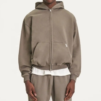 comprare Peso pesante di cotone lavato spalla bianca acido in difficoltà tagliato zip up hoodie online manufacture