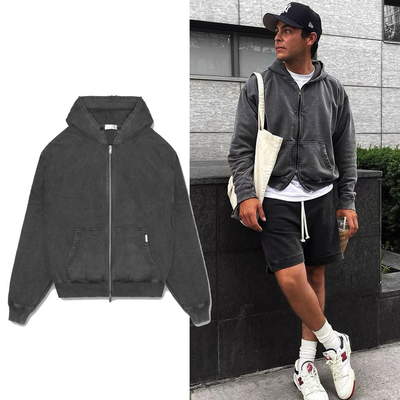 comprare Vintage Acid Wash Sole sbiadita Zip Up Distressed Corp Hoodies Per Uomini Stile Autunno Zipper-up online manufacture