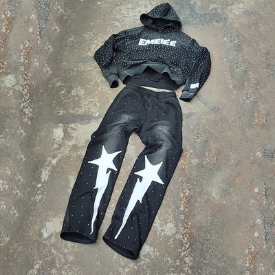 comprare custom Acid Wash 2 Piece jogger tracksuit abiti da jogging per uomini DTG Printing Design impilato online manufacture