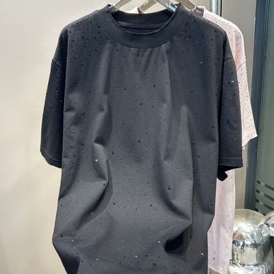 comprare Etichetta Peso pesante T-shirt in strass personalizzato per abbigliamento di strada Over Size Look vintage online manufacture