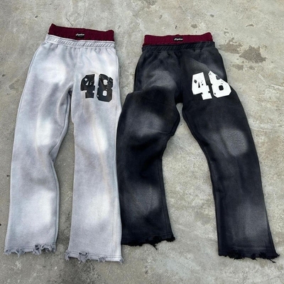 comprare Uomo personalizzato abbigliamento di strada distressato Acid Wash Pantaloni da sudore gonfiabili Uomini Pantaloni da sudore a doppia cintura online manufacture
