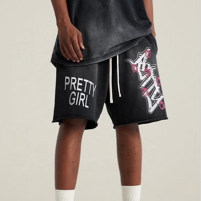 comprare Uomini unisex secchi veloci Streetwear bianco nero Peso pesante cotone vintage Acid Wash Shorts online manufacture