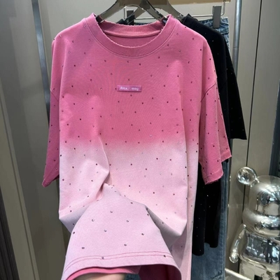 comprare T-shirt da 250 grammi maschili in strass Unisex T-shirt in cotone con lavaggio vintage Oversized Fit in lavaggio acido rosa online manufacture