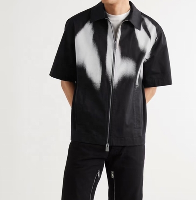comprare Casual Heavyweight di cotone nero stampa zip up camicia S-5XL o stile hip hop personalizzato online manufacture