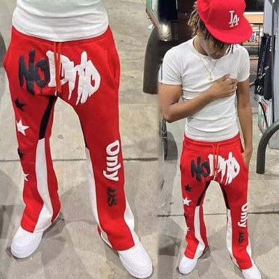comprare Pantaloni da ginnastica per uomini anti-statici Corridori di pista Pantaloni da ginnastica in stile vintage Stampa a sfogo online manufacture