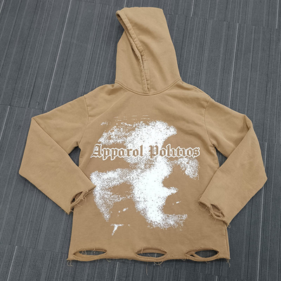 comprare S-6XL dtg cappucci stampati Cappuccio di cotone francese Terry oversized con distressed strappato online manufacture