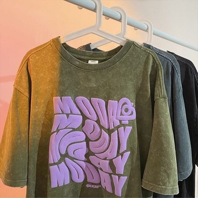 comprare Boxy Fit Vintage Acid Wash Distressed Oversized Drop Shoulder T-Shirt S-5XL o Custom online manufacture