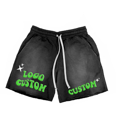 comprare Stampa su schermata su misura Mens Sweat Shorts in Acid Washed Streetwear Stile Hip Hop online manufacture