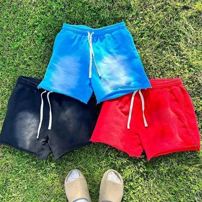 comprare Calzoncini lunghi Peso pesante Francese Terry Custom Nero Plus Size Calzoncini sudati sbiaditi online manufacture
