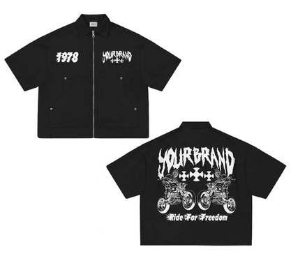 comprare Stampa su schermata del logo personalizzato T-shirt con cerniera in tessuto di cotone al 100% per abbigliamento di strada online manufacture