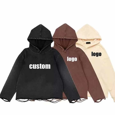 comprare Cotton Custom Logo Vintage Distressed Acid Lavatura a taglio sciolto Cappuccino Uomo Streetwear online manufacture