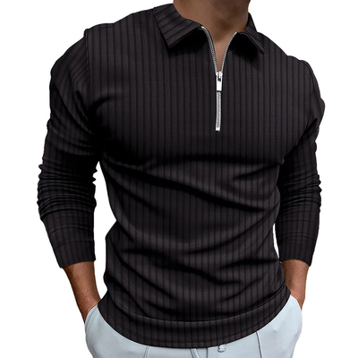 comprare T-shirt polo personalizzato per uomini lussuoso mezza zip up collo nerotti T-shirt business casual online manufacture