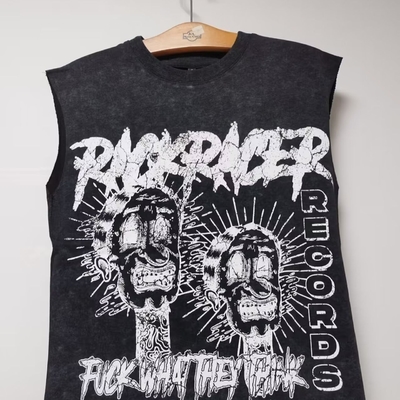 comprare Terry Fabric Custom Hip Hop Oversized Cut Raw Hem Crop Tank Tops T-shirt di cotone per uomini online manufacture