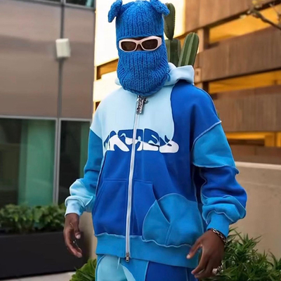 comprare Color Block Contrast Reverse Stitch Pullover Sweatpants e Hoodie Set Sostenibile online manufacture