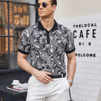 comprare Tessuti a maglia per uomo Slim Fit Paisley Polo T-shirt T-shirt con stampa floreale online manufacture
