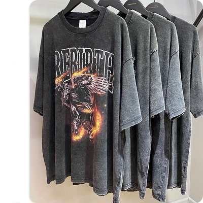 comprare T-shirt su misura maschile Silk Screen Printing Oversized Vintage Distressed Acid Wash Tee S-5XL online manufacture