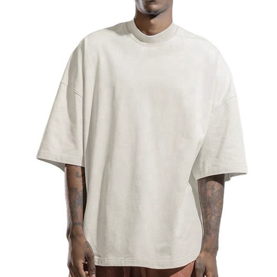 comprare Stampa su misura 100% di cotone costole mock collo T-shirt bianca per uomini Metodo di tessitura a maglia online manufacture