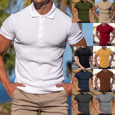 comprare Magliette da polo in poliestere stampate su misura Disegno colorato a righe per stile di vita attivo maschile online manufacture