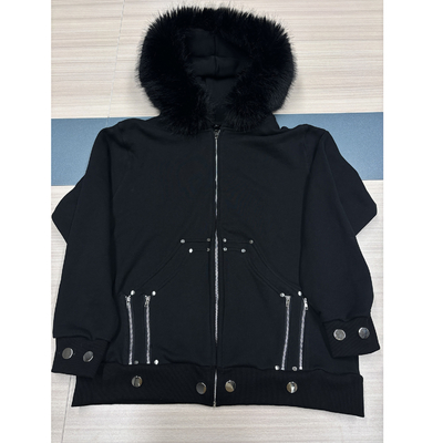 comprare Fleece invernale personalizzato 100% cotone spessa bianca Falsca pelliccia zipper felpa con cappuccio di pelliccia online manufacture
