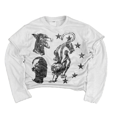 comprare Stampa a schermo su misura T-shirt a manica lunga a doppio strato francese per uomini colorato online manufacture