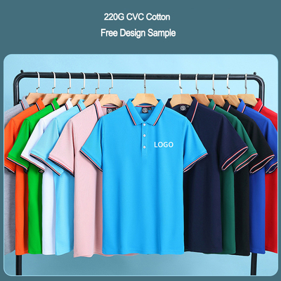 comprare Stampa su tela di seta Logo personalizzato Colore solido Piano in bianco Camicie da polo in cotone CVC Prime online manufacture