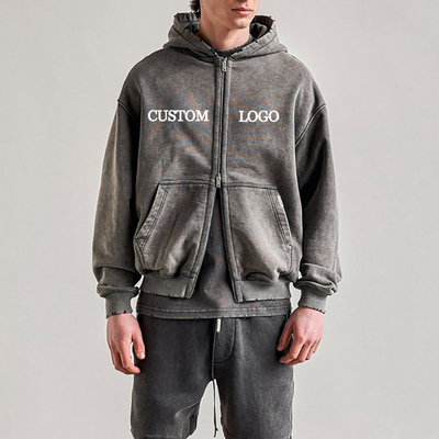 comprare Abbigliamento di strada distressato strappato lavato cappotti personalizzati cotone doppia cerniera cappotto per uomini online manufacture