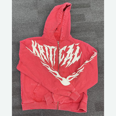 comprare Hoodies personalizzati rivestiti o personalizzati 100% di cotone in polvere di stampa di abbigliamento di strada Acido lavato Hoodies zip up pesanti online manufacture