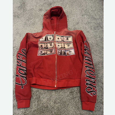 comprare Vintage Distressed Sun Fading Acid Wash Screen Hoodies stampati con tessuto di cotone online manufacture