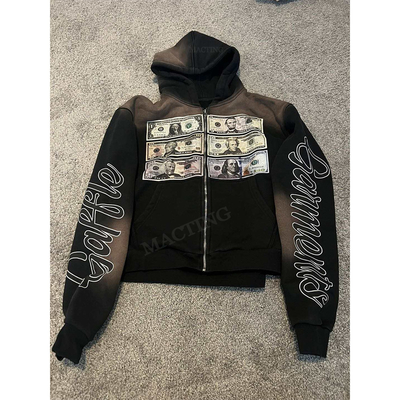 comprare Custom 600 Gsm Peso pesante francese Terry Vintage Acid Wash Distressed Sun Fading Hoodie online manufacture