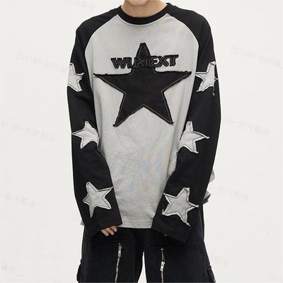 comprare T-shirt con manica lunga ricamata per la vita quotidiana casuale online manufacture