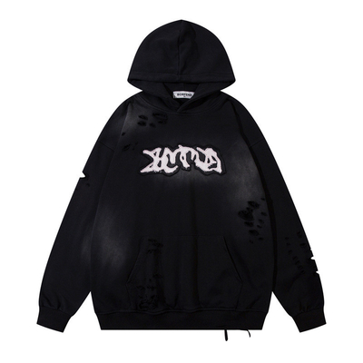 comprare Vintage Stone Sand Washed Hoodie strappata American Streetwear Peso pesante Acid Wash online manufacture