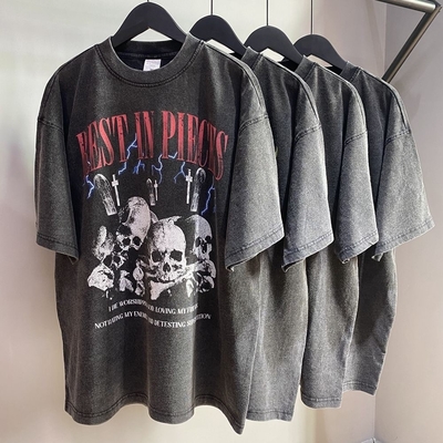 comprare High Street Acid Wash T-Shirt Unisex T-shirt nero oversize con logo personalizzato 1000 quantità online manufacture