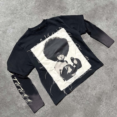 comprare Custom Oversized Boxy Y2K Grafica Distressed Patchwork ricamo T-shirt per uomini online manufacture