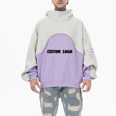 comprare Puff Print Hoodie a due colori maschile Peso alto Pullover caldo di velluto con cappuccio Drop Shoulder online manufacture