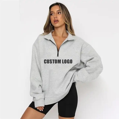 comprare Stagione invernale donna manica lunga zip up cappucci donna Half Zip Up Design stampato online manufacture