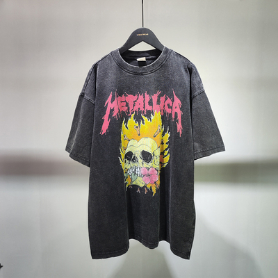 comprare Black Acid Wash Unisex Custom Logo DTG Print Drop Shoulder T-shirt per cotone vintage online manufacture